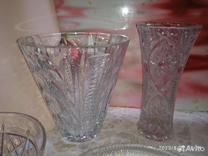 Хрусталь СССР ваза, конфетница, лодочка