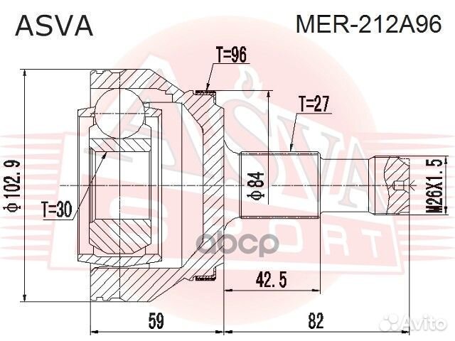 ШРУС наружный задний 30x68x27 MER-212A96 asva