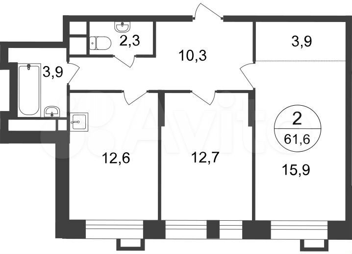 2-к. квартира, 61,6 м², 20/20 эт.