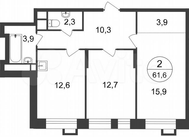 2-к. квартира, 61,6 м², 20/20 эт.