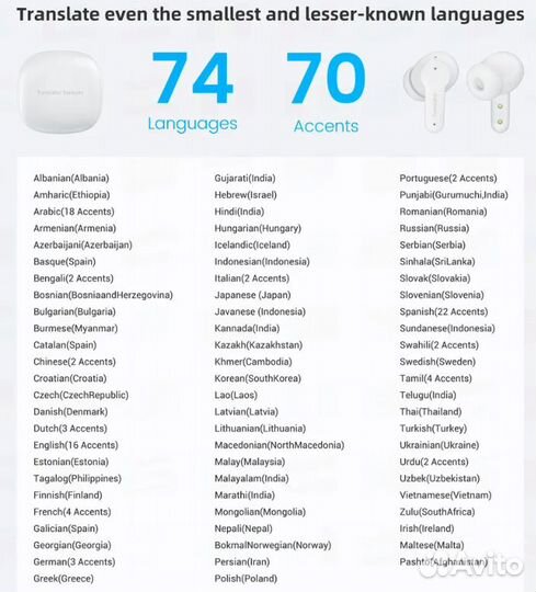 Беспроводные наушники с переводчиком Translator Ea