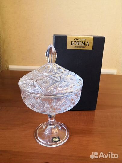 Хрустальная конфетница новая, Богемский хрусталь