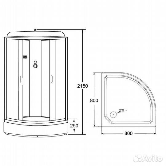 Душевая кабина loranto CS-6680-25 G 80х80х215 проз