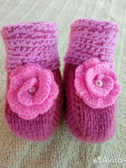 Пинетки вязаные для новорожденных