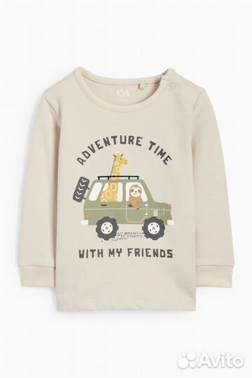 Костюм Пижама лонгслив штаны с машинками c&a 80