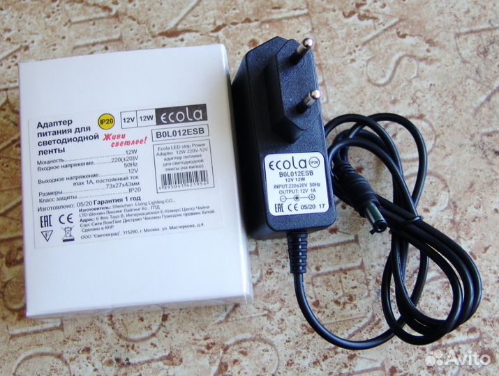 Блок питания Ecola 12V 1A