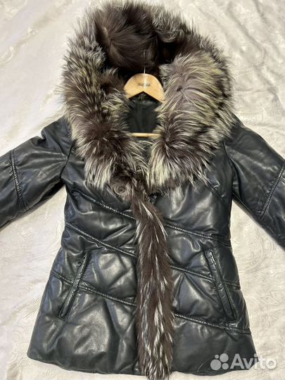 Куртка зимняя кожаная женская с мехом 42 44