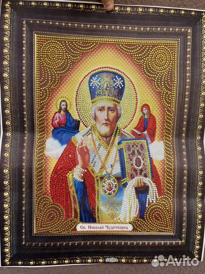 Икона на полотне с бисером