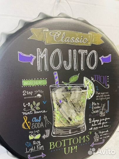 Декор на стену пивная пробка коктейль Mojito