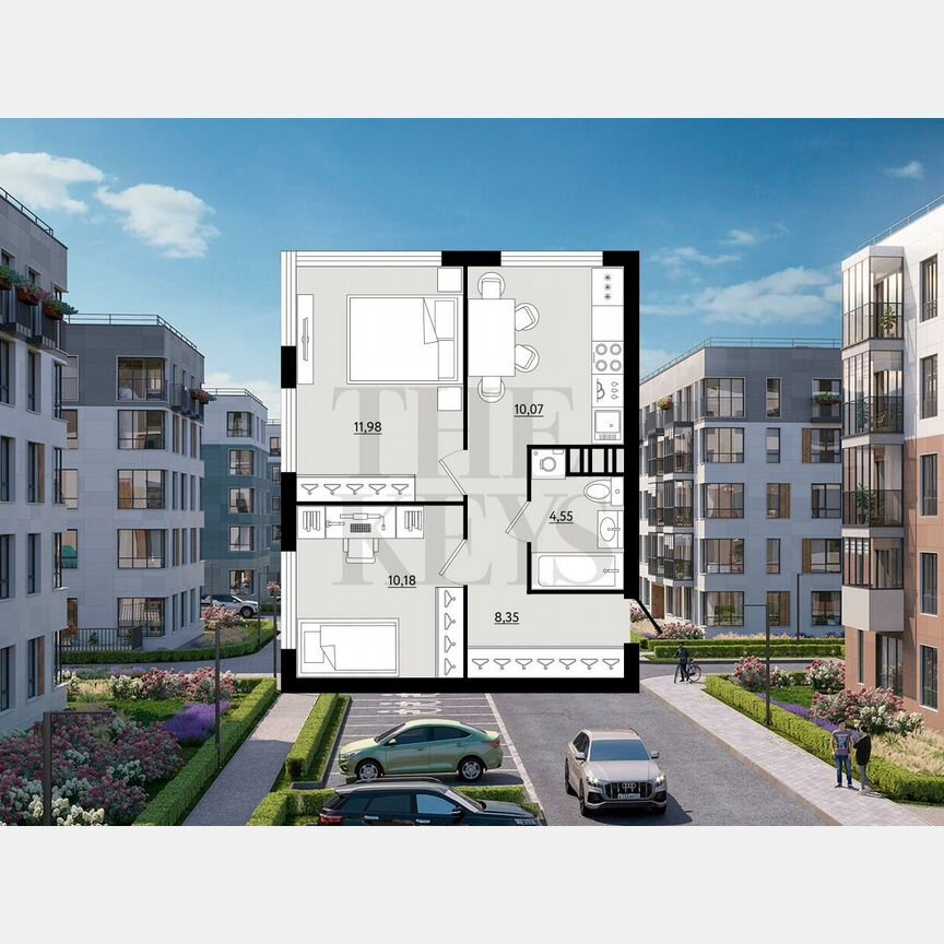 2-к. квартира, 45,1 м², 5/5 эт.
