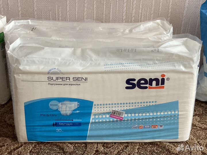Памперсы для взрослых seni L, пеленки, салфетки