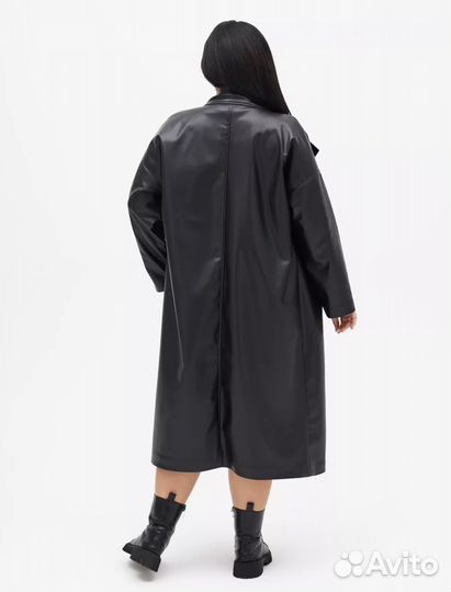 Кожаный плащ женский 56 58
