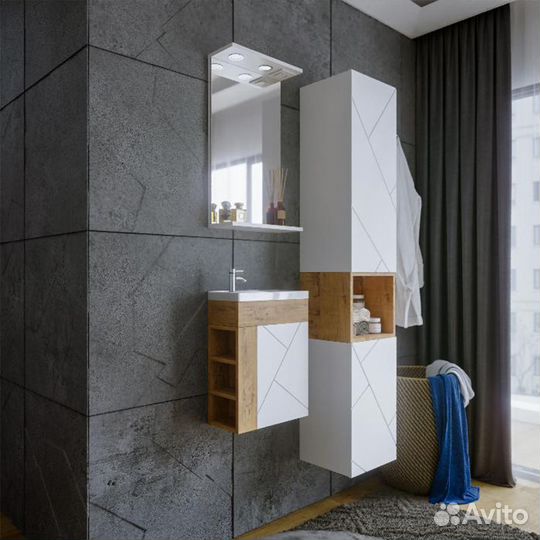 Зеркало Бриклаер кристалл 40 см, белый