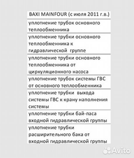 Ремкомплект настенного котла baxi main