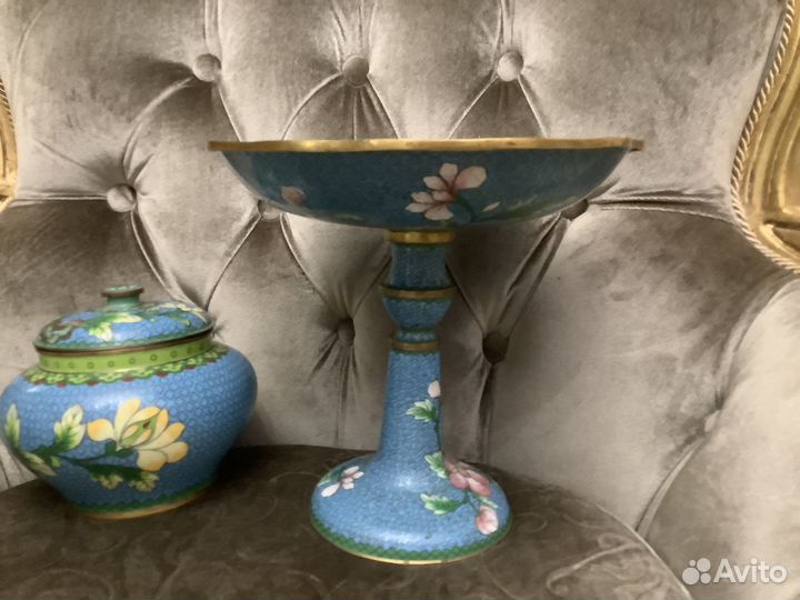 Сахарница клуазоне. Китай 50-е