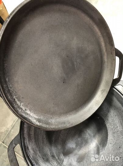 Казан вок чугунный с крышкой сковородой 6 л