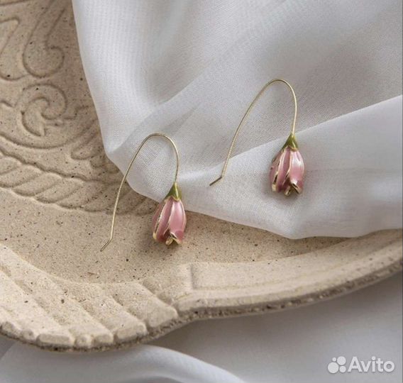Серьги розовый цветок
