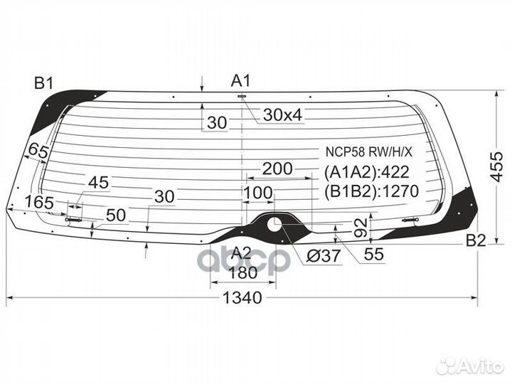 Стекло заднее с обогревом toyota succeed 02- NC