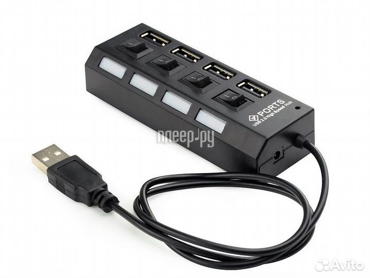 Хаб USB Gembird 4 Ports UHB-243-AD USB 2.0 Black