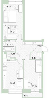 3-к. квартира, 65 м², 12/17 эт.