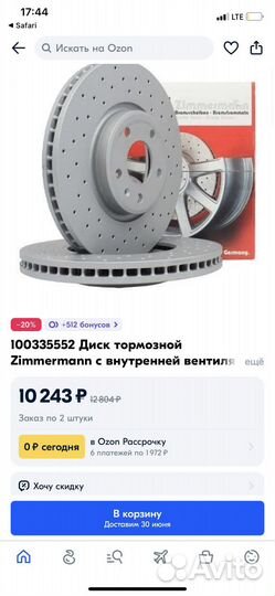 Тормозные диски Zimmermann Перфорированные