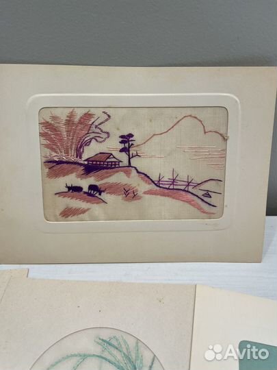 Набор старинных открыток с вышивкой