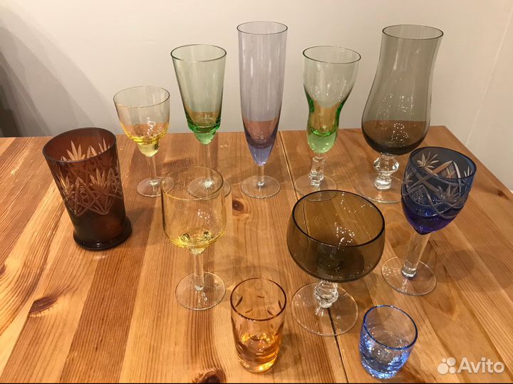 Цветное стекло бокалы рюмки СССР