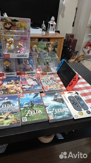 Nintendo Switch Oled+аксессуары+картриджи+амибо