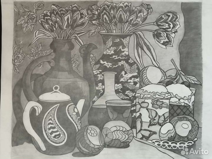 Декоративный натюрморт. Картина стилизованная