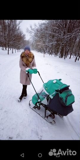 Санки коляска nika 7 8, с котиком