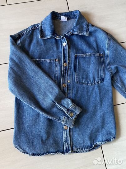 Джинсовая рубашка zara на девочку 10-12лет