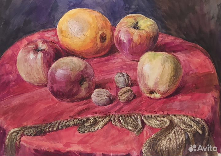 Натюрморт на красном фоне