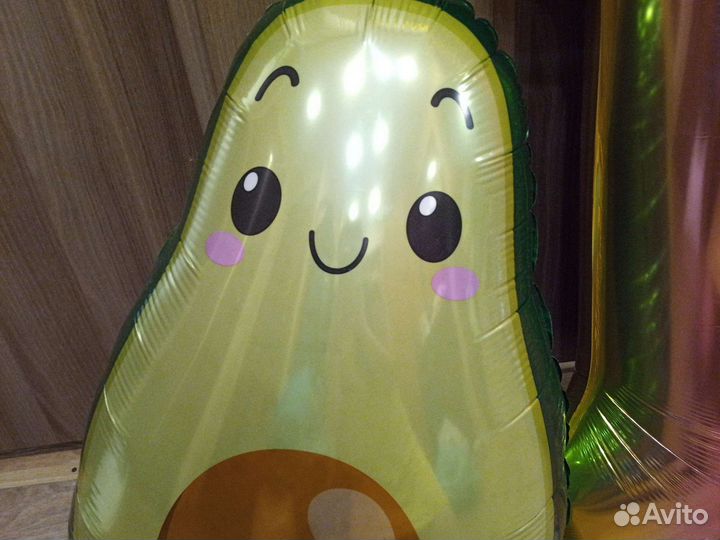 Шарики цифра 10 и авокадо фольгированные