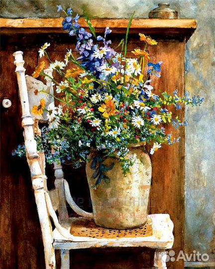 Картина по номерам 40x50 Букет полевых цветов на с