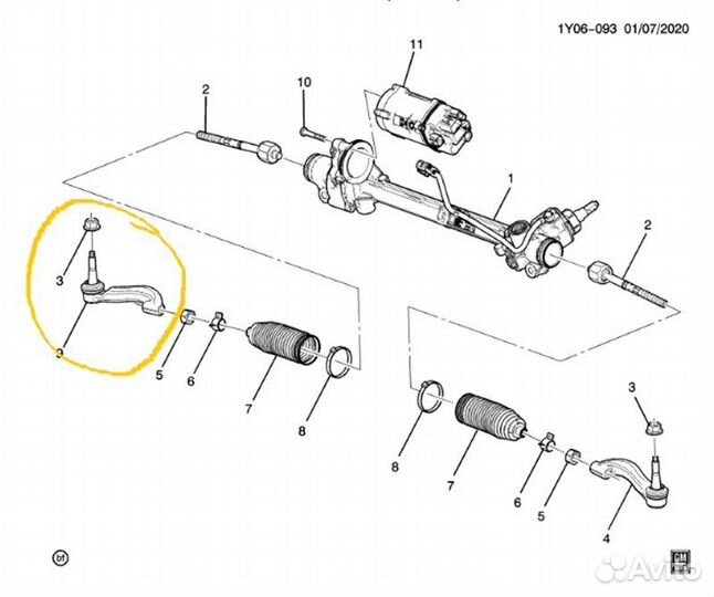 Наконечник рулевой правый Chevrolet Corvette С7