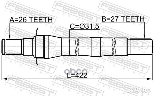 Полуось перед прав hyundai IX35/tucson 10MY