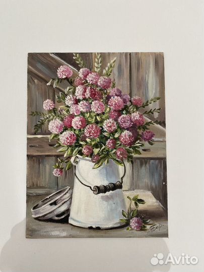 Букет клевера картина маслом, букет цветов