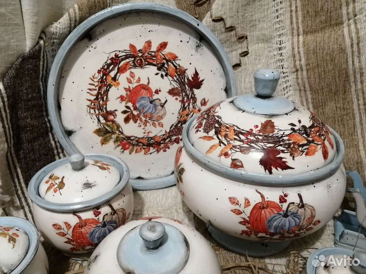 Набор Горшочки клош хлебница поднос ступка