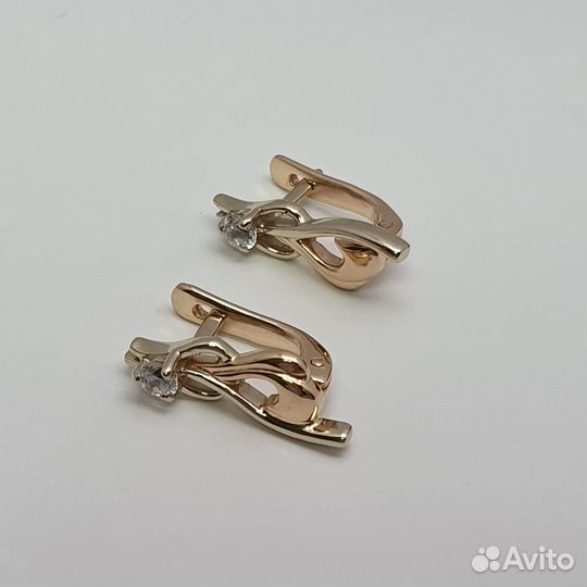 Е.Ц. Серьги с камнями, золото 585 (id 56475)
