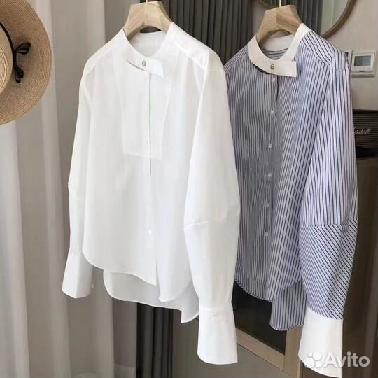 Рубашка белая и в полоску женская