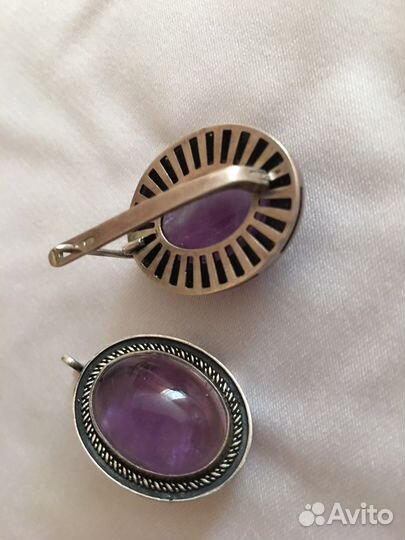 Серебряные серьги с аметистом