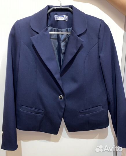 Школьный пиджак для девочек, 152, темно-синий