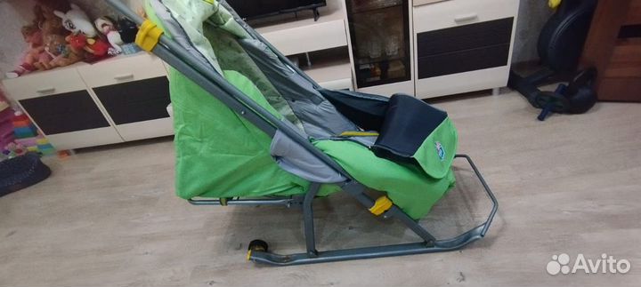 Детские санки коляска с колесами