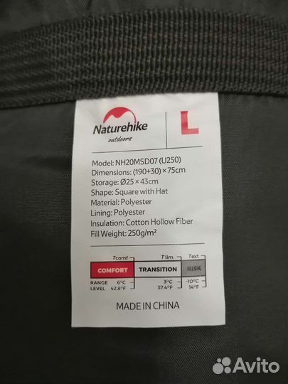 Спальный мешок Naturehike U 250 новый