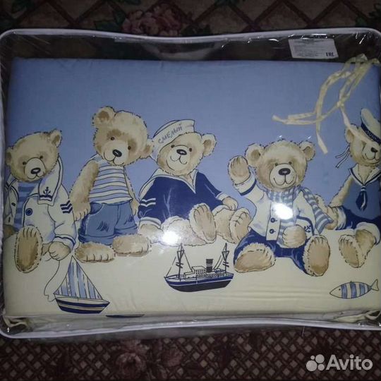 Бортики в детскую кроватку Мишки-морячки