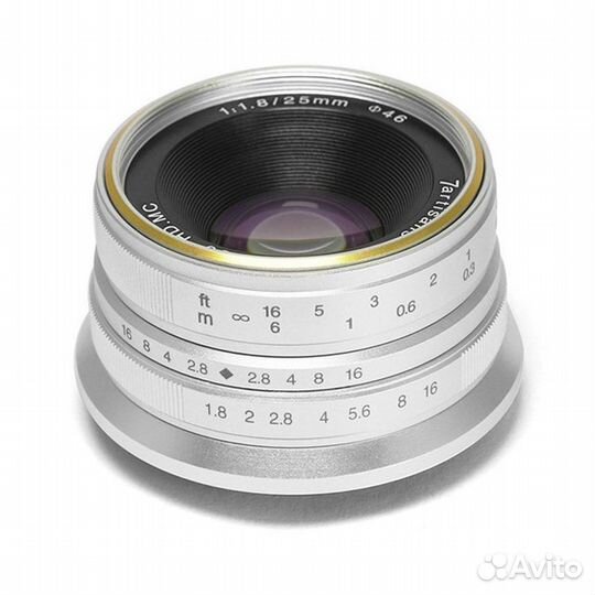 Объектив 7artisans 25mm F1.8 Sony E, серебряный