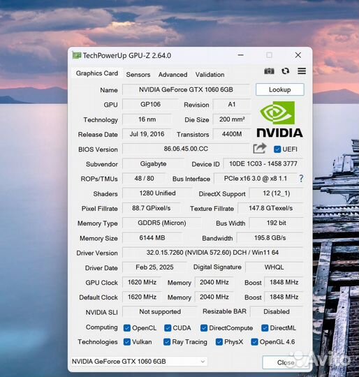 Видеокарта gtx 1060 6gb gigabyte xtreme gaming