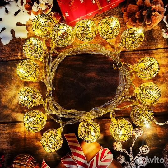 Электрогирлянда комнатная Нить 3м 15 ламп теплый б