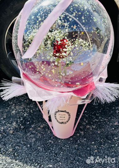 Шар баблс с цветами, цветы в шаре баблс