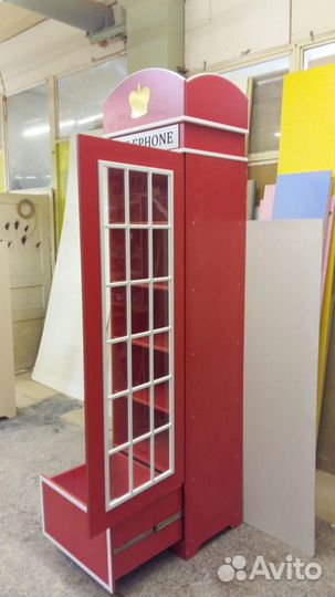 Красная Телефонная Будка Шкаф в детскую London-5